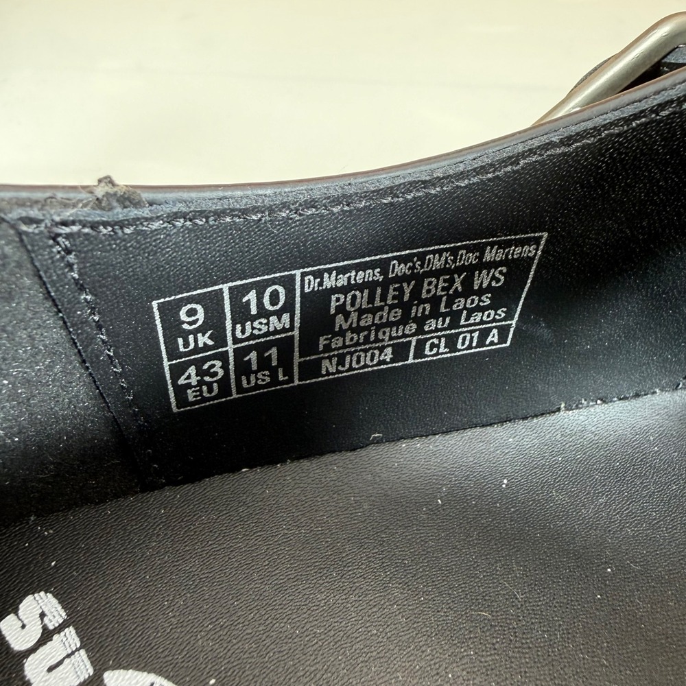 Dr. Martens Polley Bex Black Leather Mary Jane White Stitch Shoes US 11L 10M - Picture 14 of 16